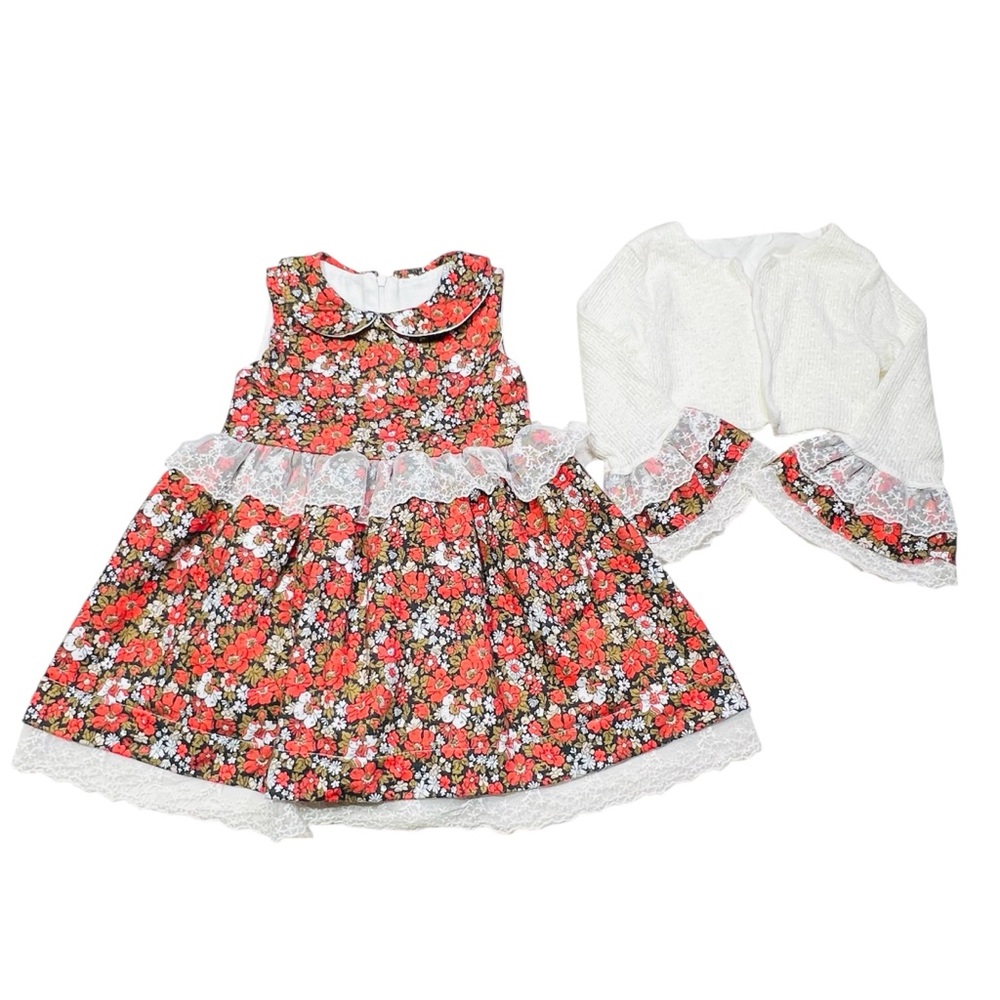 Floral Red And White Boho Dress With Matching Cover